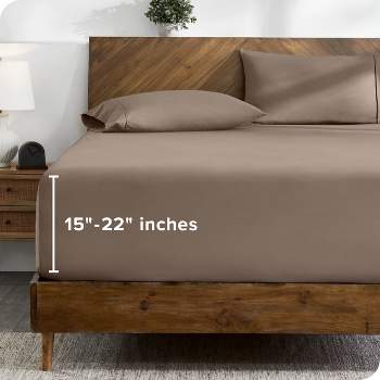 22 Inch Extra Deep Pocket Microfiber Taupe Twin XL Fitted Sheet by Bare Home