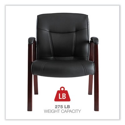 Madaris Black Bonded Leather Guest Chair with Mahogany Wood Trim