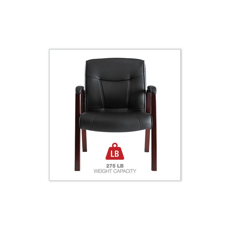 Alera Alera Madaris Series Bonded Leather Guest Chair with Wood Trim Legs, 25.39" x 25.98" x 35.62", Black Seat/Back, Mahogany Base, 4 of 8