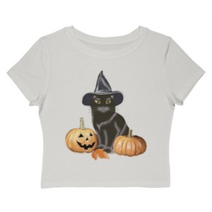 Social Collective Women Kitten Witch Short Sleeve Graphic Cotton Baby Tee - 1 of 4