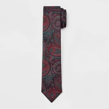 Men's Paisley Print Neck Tie - Goodfellow & Co™ Burgundy One Size