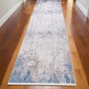 Ivory Gray and Blue Abstract Power Loom Area Rug With Fringe - 2 of 4