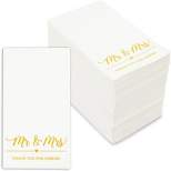 Sparkle and Bash 100 Pack White Napkins for Wedding Reception with Gold Foil, Mr and Mrs, 3-Ply, 4 x 8 In
