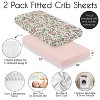Sweet Jojo Designs Baby Girl Fitted 100% Cotton Muslin Crib Sheets Set Vintage Floral Pink Green and Yellow 2pc - 4 of 4