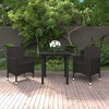 vidaXL Patio Dining Set Outdoor Table and Chair Set Poly Rattan and Glass - Black 31.5" Table Length 2 Items - 2 of 4