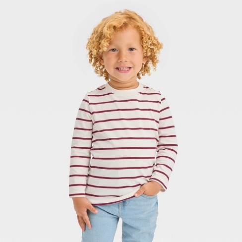 Toddler Boys' Long Sleeve Striped Printed Favorite T-shirt - Cat