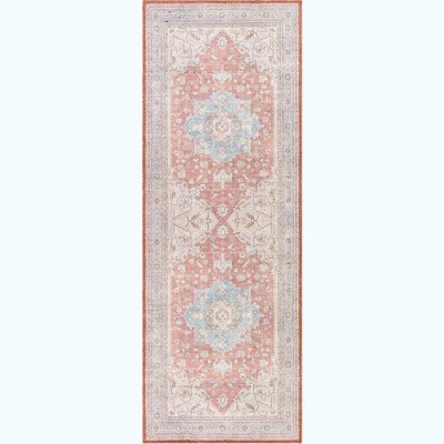 Mark & Day North Pekin 2'7"x7'3" Runner Washable Woven Indoor Area Rugs Dark Brown: Stain-Resistant, Traditional Medallion Design