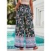 Coolmee Women's Floral Palazzo Pants Dressy Casual Wide Leg Slacks Elastic Waist with Pockets - 2 of 4