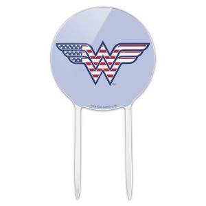Wonder Woman Usa American Flag Logo Acrylic Cake Topper - 1 of 4