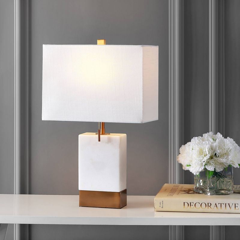 22.5&#34; Marble and Iron Trevor Modern Console Table Lamp (Includes LED Light Bulb) White and Gold - Jonathan Y, 3 of 6