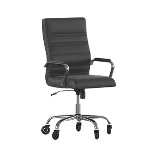 Flash Furniture Whitney High Back Executive Swivel Office Chair with Black Frame, Arms, and Transparent Roller Wheels - 1 of 4