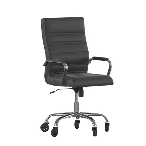 Flash Furniture Whitney High Back Executive Swivel Office Chair with Black Frame, Arms, and Transparent Roller Wheels - image 1 of 4