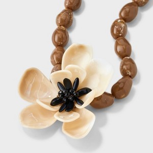 Beaded Flower Necklace - A New Day™ Tan - 1 of 4