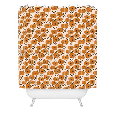 Alison Janssen Boho Poppies Shower Curtain Orange - Deny Designs