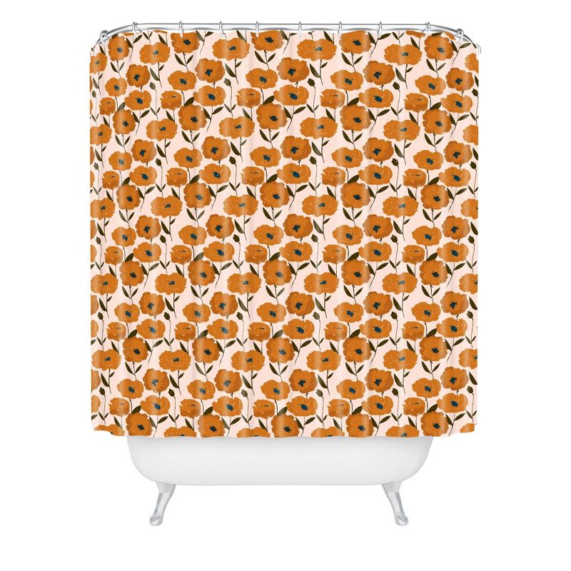 Alison Janssen Boho Poppies Shower Curtain Orange - Deny Designs, 1 of 8