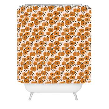 Alison Janssen Boho Poppies Shower Curtain Orange - Deny Designs