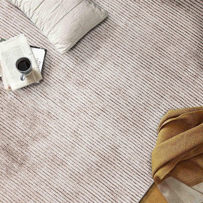 Beige Stripe Synthetic Flat Woven 10' x 14' Area Rug
