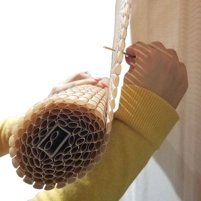 Cordless Woodgrain PVC Roll-Up Outdoor Blackout Shade 36" x 72"