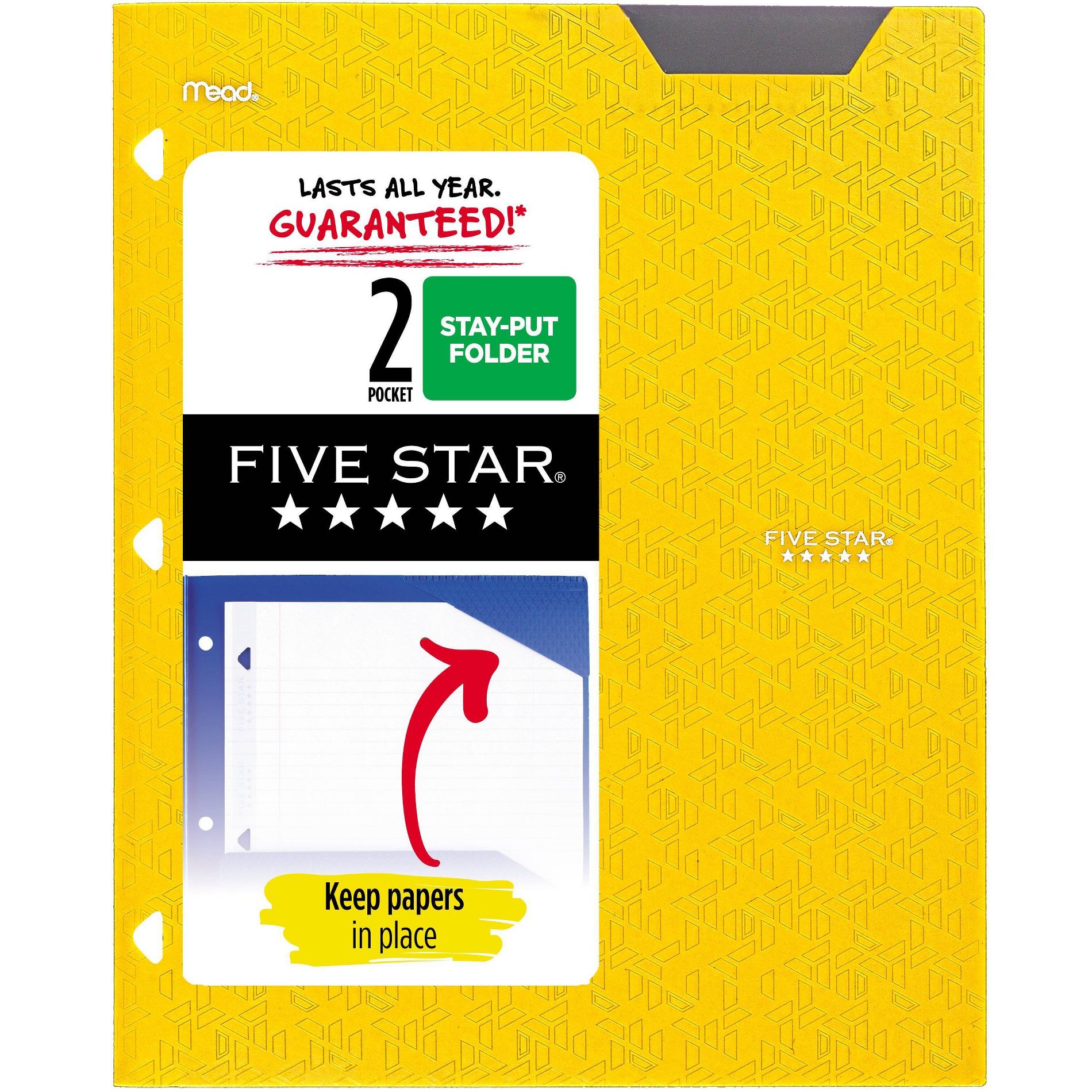 Five Star 2 Pocket Plastic Folder Yellow
