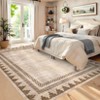 Washable Geometric Bordered Living Room Rugs, Contemporary Non Slip Low Pile Bedroom Carpet, Stain Resistant Dining Room Rugs - 4 of 4