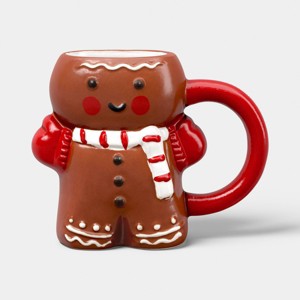 5 fl oz Christmas Stoneware Figural Gingerbread Man Mini Mug - Wondershop™ - 1 of 3