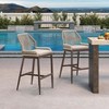 PURPLE LEAF Patio Sunbrella Bar Stools Set of 2 Handwoven Wicker Bar Height Stool Modern Aluminum Outdoor Wicker Barstools with Back and Cushion - 2 of 4