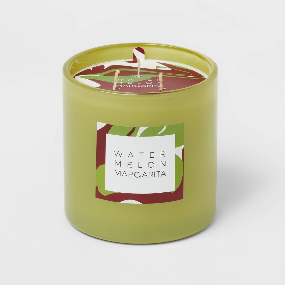 Photos - Other interior and decor 3-Wick 28oz Glass Watermelon Margarita Candle Light Green - Opalhouse™