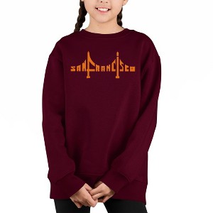 LA Pop Art San Francisco Bridge - Girl's Word Art Crewneck Sweatshirt - 1 of 3