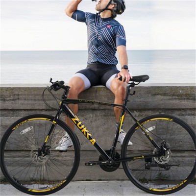 YONWAY 700C Road Bike, 24 Speed Commuter Bicycle, 24 Inch Lightweight Aluminum Frame Racing Bike with Disc Brake System for Men Women, Black