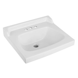 Ceramic Vanity Sink Top with Raised Back – High Gloss Finish, 3-Hole Faucet Compatible - 1 of 4