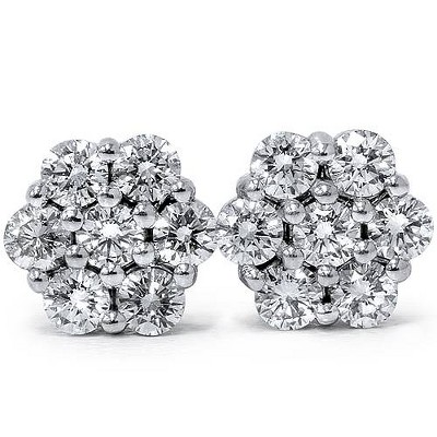 Pompeii3 7/8ct Pave Fire Diamond Studs 14K White Gold