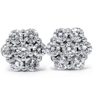 Pompeii3 7/8ct Pave Fire Diamond Studs 14K White Gold - 1 of 4