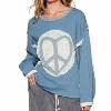 Women's Round Neck Long Sleeve Peace Sign Top - POL - 2 of 4