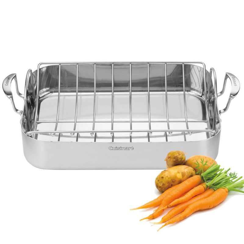 Cuisinart MultiClad Pro 16&#34; Tri-Ply Stainless Steel Roasting Pan &#38; Stainless Rack - MCP117-16BR, 4 of 7