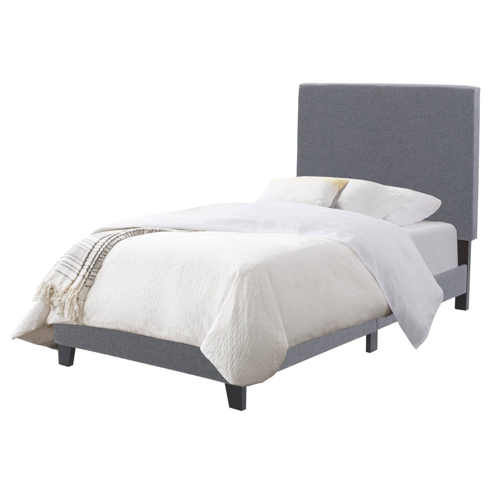 Photos - Bed Frame CorLiving Twin Juniper Fabric Upholstered Bed Gray  