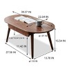 Walnut Solid Wood Oval Coffee Table with Drawers,39" & 47" Modern Capsule Center Table for Living Room-3irtyhousy - 4 of 4