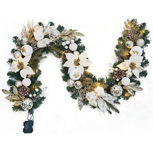 6ft Lighted Christmas Garland, Artificial Pre Lit Xmas Garland Decorations - 1 of 4