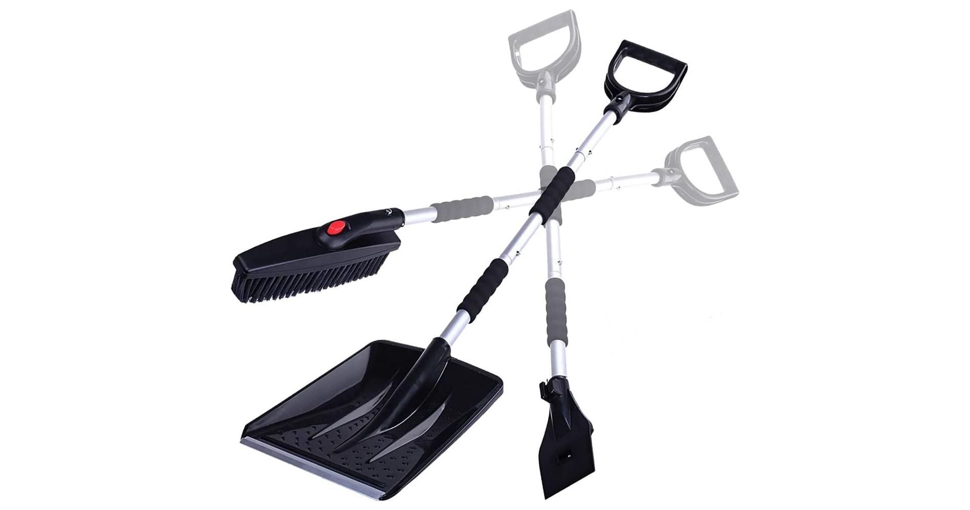 Zone Tech Car 3-in-1 Replaceable Heads Snow Shovel Kit  Portable Snow Removal Shovel, Ice Scraper, and Snow Shovel Car Set