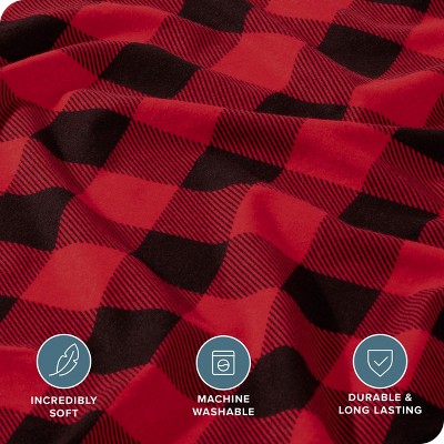 Buffalo Plaid Red and Black Cotton Flannel Twin/Twin XL Duvet Cover Set