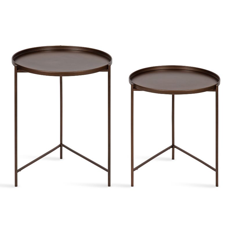 Kate and Laurel Ulani Round Metal Accent Table Set, 4 of 10