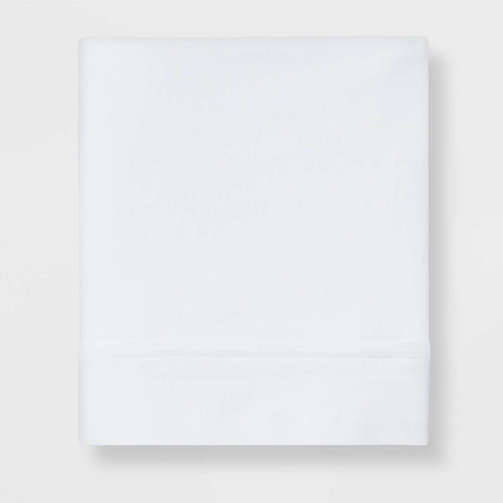 Full 400 Thread Count Performance Flat Sheet White - Threshold™: Cotton Sateen, Machine Washable, STANDARD 100 by OEKO-TEX