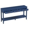 ACEPANO 59.1 in. W Farmhouse-Style Console Table with 3 Drawers, Base Frame & Iron Handles-Navy Blue - 4 of 4