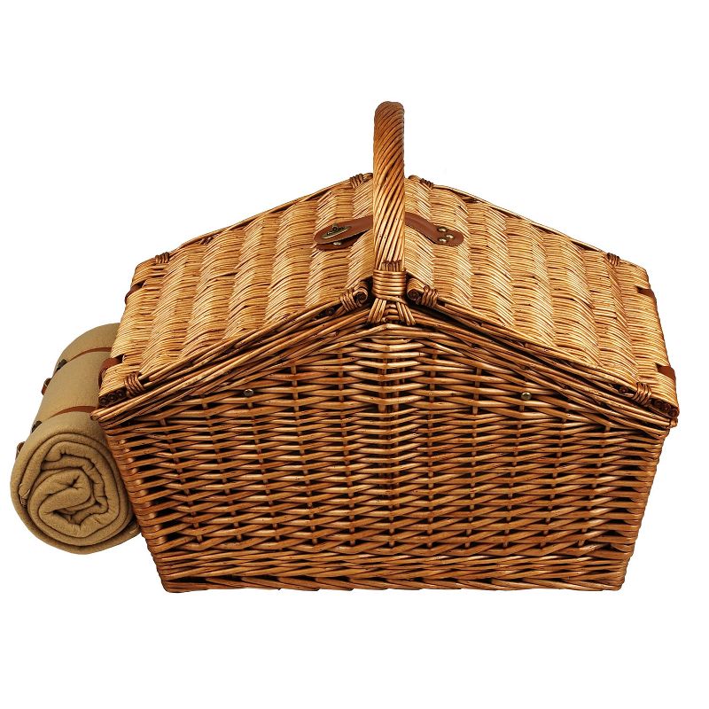 Picnic at Ascot Huntsman English- Style Willow Picnic Basket with Service for 4, Coffee Set and Blanket - Gazebo, 5 of 6
