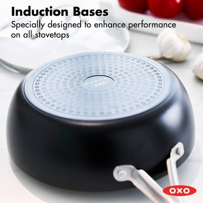 Black and Silver 3qt Aluminum Nonstick Chef's Pan with Lid