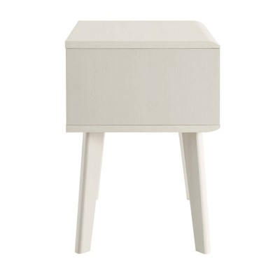 Mid-Century Modern Render End Table with Storage in White