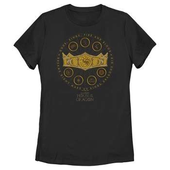 Women's Game of Thrones: House of the Dragon Gods Kings Fire and Blood Crown Logo T-Shirt