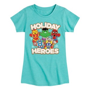 Girls' - Marvel - Holiday Heroes Fitted Short Sleeve Graphic T-Shirt - 1 of 4