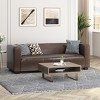 Elegant Dark Brown Upholstered 3-Seat Sofa with Tuxedo Design, Birch Wood Legs and Modern Block Silhouette for Living Room-Maison Boucle - 2 of 4