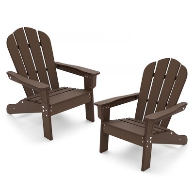 Tangkula 2PCS Kid's Adirondack Chair All-Weather HDPE Toddler Lawn Chair w/ Ergonomic Design Brown