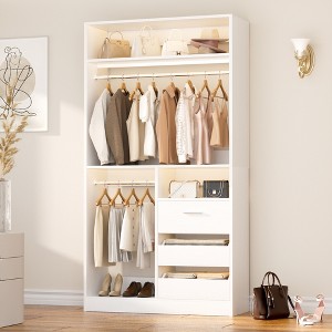 Aheaplus 36'' W Freestanding Walk-in Closet Organizer System with 2 Hanging Rods and 3 Wood Drawers - 1 of 4